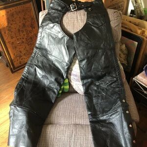Black Leather Chaps First Classics Black Leather Motorcycle Chaps Men's L